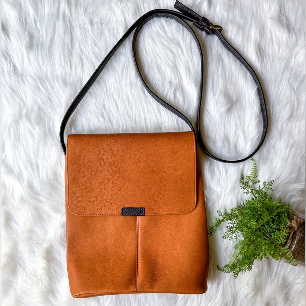 Le Donne Leather Crossbody Spruce Run Tan/Cafe Purse Flap Top Bag Vintage